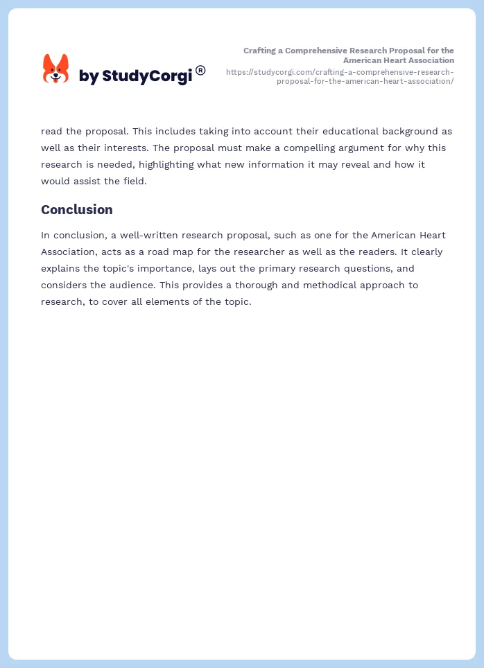 Crafting a Comprehensive Research Proposal for the American Heart Association. Page 2