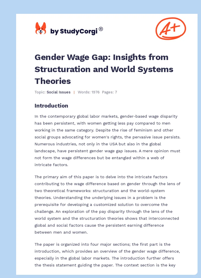Gender Wage Gap: Insights from Structuration and World Systems Theories. Page 1