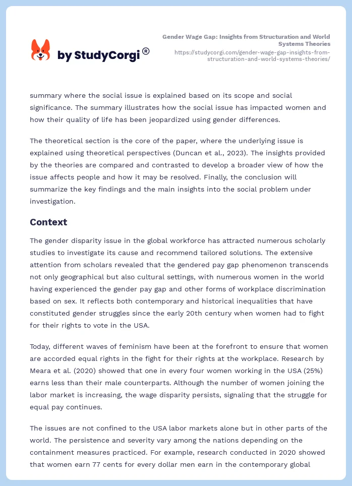 Gender Wage Gap: Insights from Structuration and World Systems Theories. Page 2