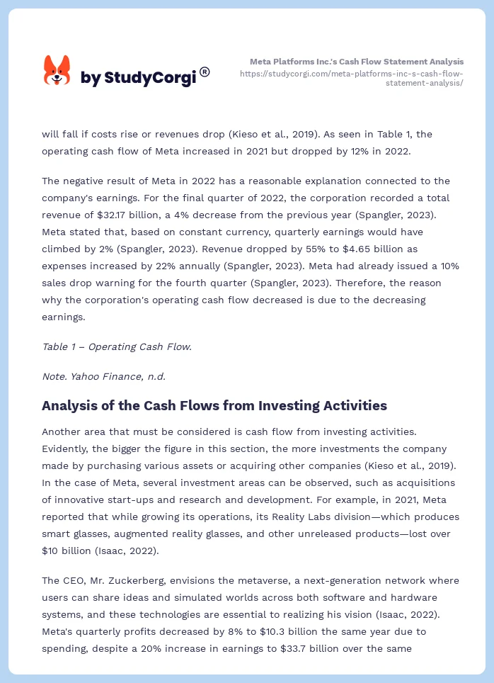 Meta Platforms Inc.'s Cash Flow Statement Analysis. Page 2