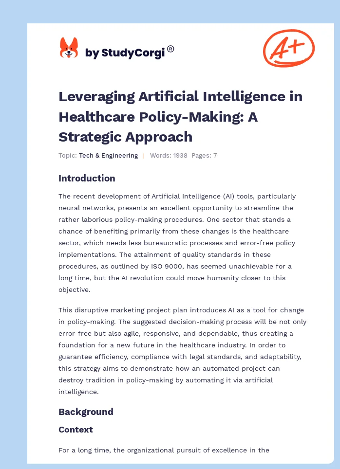 Leveraging Artificial Intelligence in Healthcare Policy-Making: A Strategic Approach. Page 1