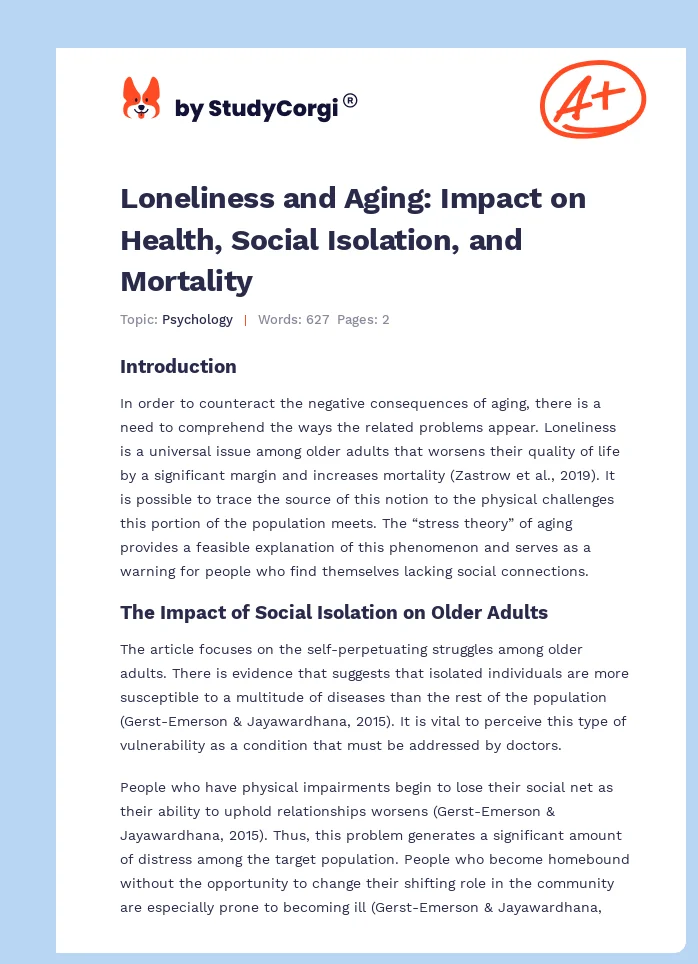 Loneliness and Aging: Impact on Health, Social Isolation, and Mortality. Page 1