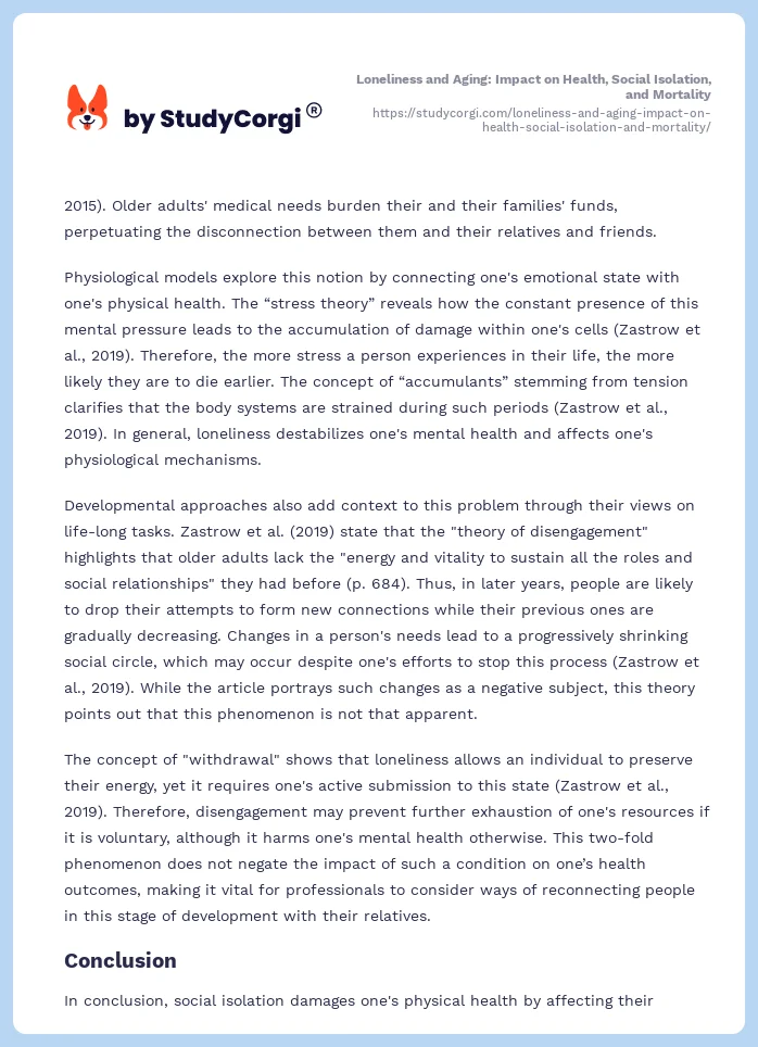 Loneliness and Aging: Impact on Health, Social Isolation, and Mortality. Page 2