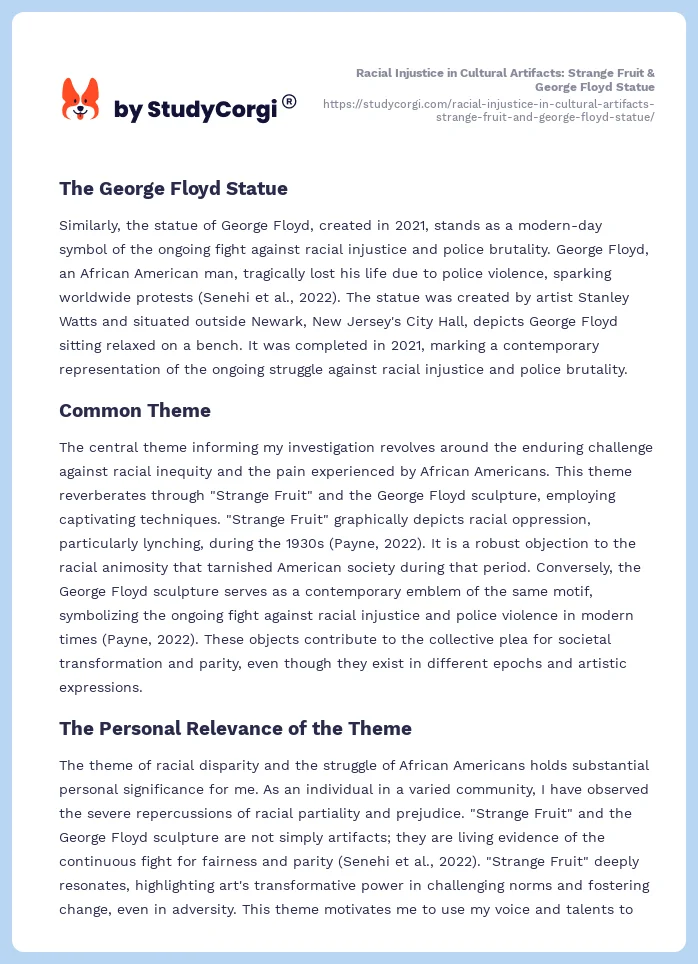 Racial Injustice in Cultural Artifacts: Strange Fruit & George Floyd Statue. Page 2