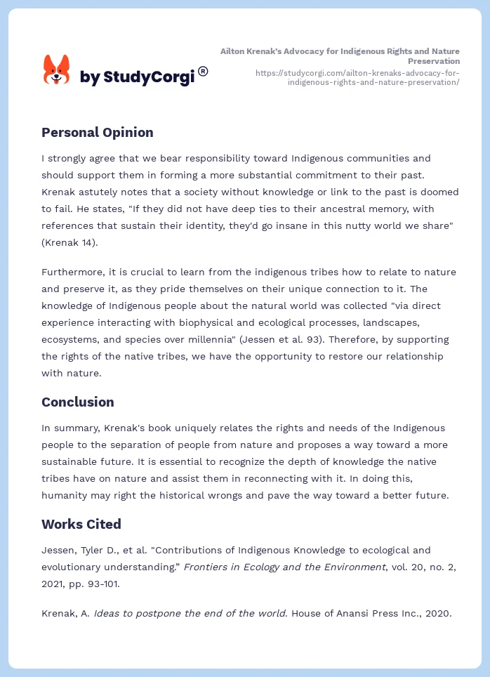Ailton Krenak’s Advocacy for Indigenous Rights and Nature Preservation. Page 2