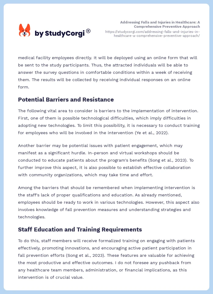Addressing Falls and Injuries in Healthcare: A Comprehensive Preventive Approach. Page 2