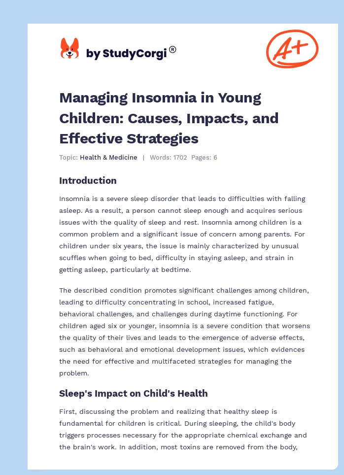 Managing Insomnia in Young Children: Causes, Impacts, and Effective Strategies. Page 1