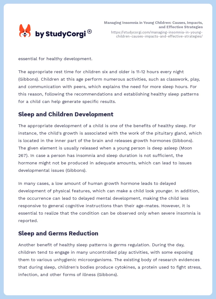 Managing Insomnia in Young Children: Causes, Impacts, and Effective Strategies. Page 2