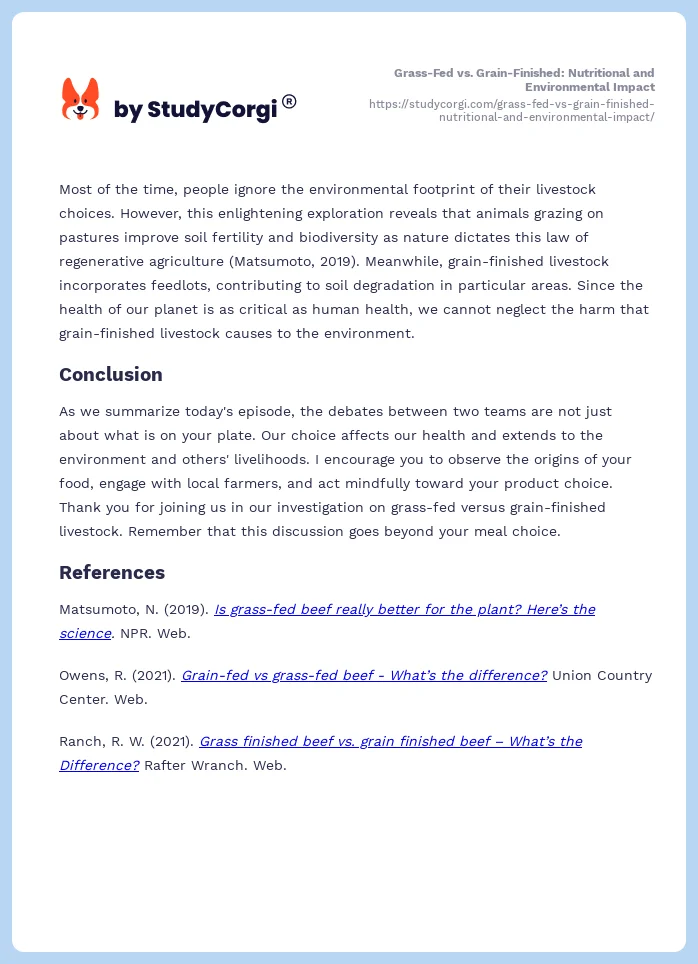 Grass-Fed vs. Grain-Finished: Nutritional and Environmental Impact. Page 2