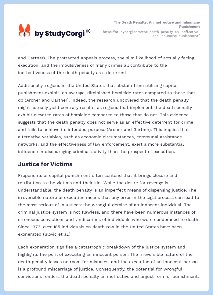 The Death Penalty: An Ineffective and Inhumane Punishment. Page 2