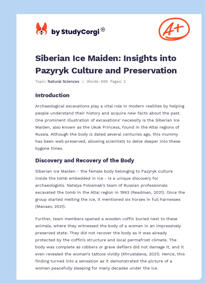 Siberian Ice Maiden: Insights into Pazyryk Culture and Preservation. Page 1