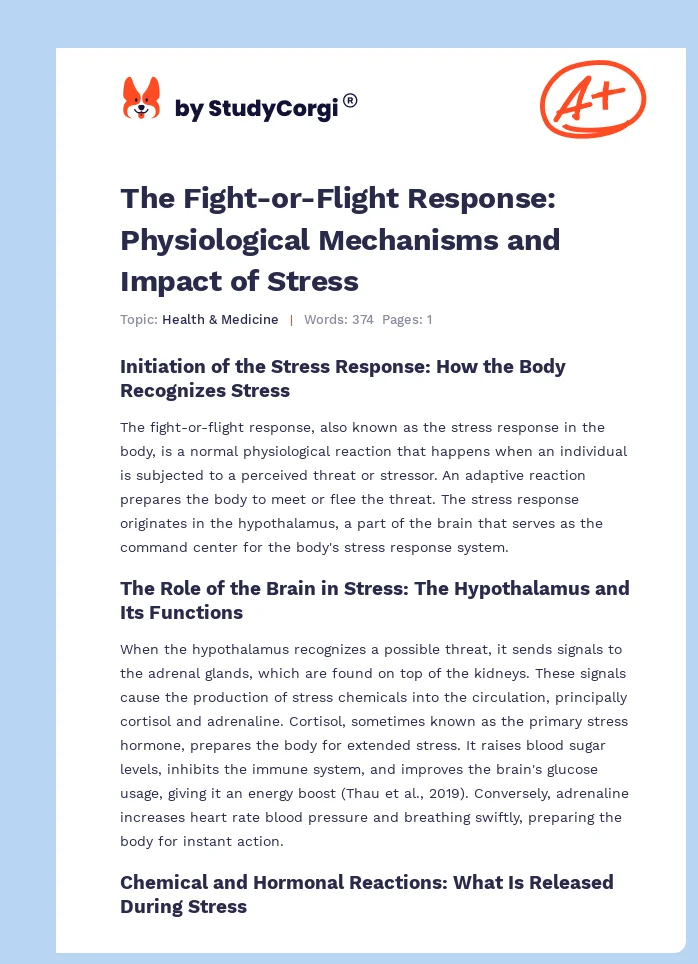 The Fight-or-Flight Response: Physiological Mechanisms and Impact of Stress. Page 1