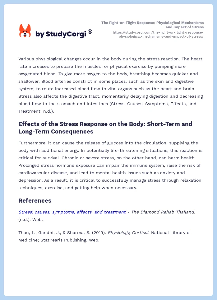 The Fight-or-Flight Response: Physiological Mechanisms and Impact of Stress. Page 2
