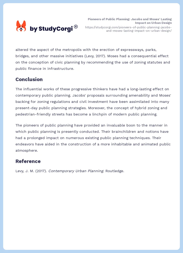 Pioneers of Public Planning: Jacobs and Moses' Lasting Impact on Urban Design. Page 2