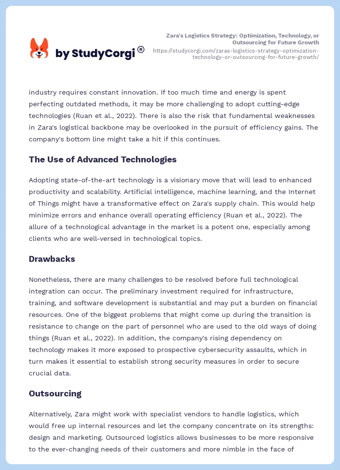 Zara's Logistics Strategy: Optimization, Technology, or Outsourcing for Future Growth. Page 2