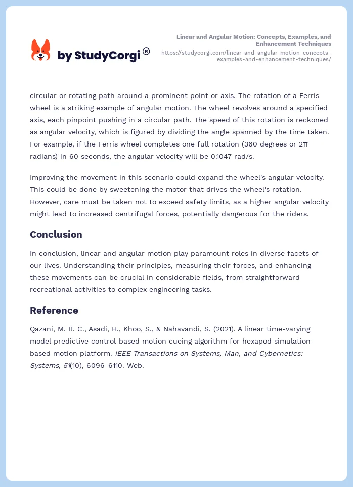 Linear and Angular Motion: Concepts, Examples, and Enhancement Techniques. Page 2