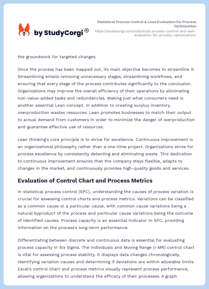 Statistical Process Control & Lean Evaluation for Process Optimization. Page 2