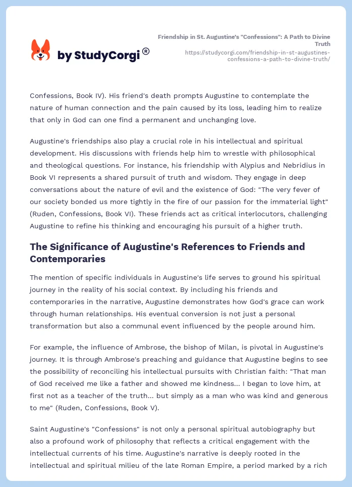 Friendship in St. Augustine’s "Confessions": A Path to Divine Truth. Page 2