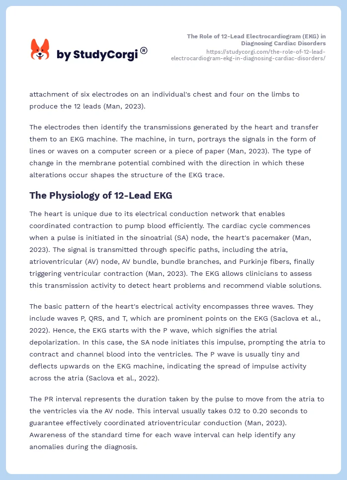 The Role of 12-Lead Electrocardiogram (EKG) in Diagnosing Cardiac Disorders. Page 2