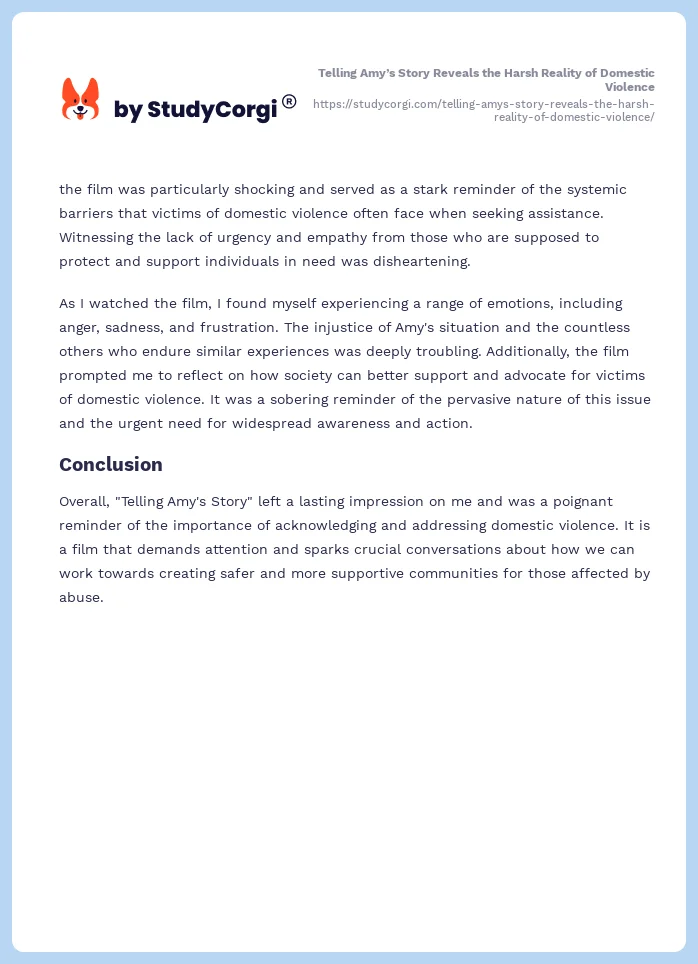 Telling Amy’s Story Reveals the Harsh Reality of Domestic Violence. Page 2