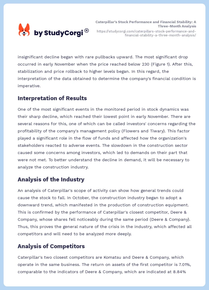 Caterpillar’s Stock Performance and Financial Stability: A Three-Month Analysis. Page 2