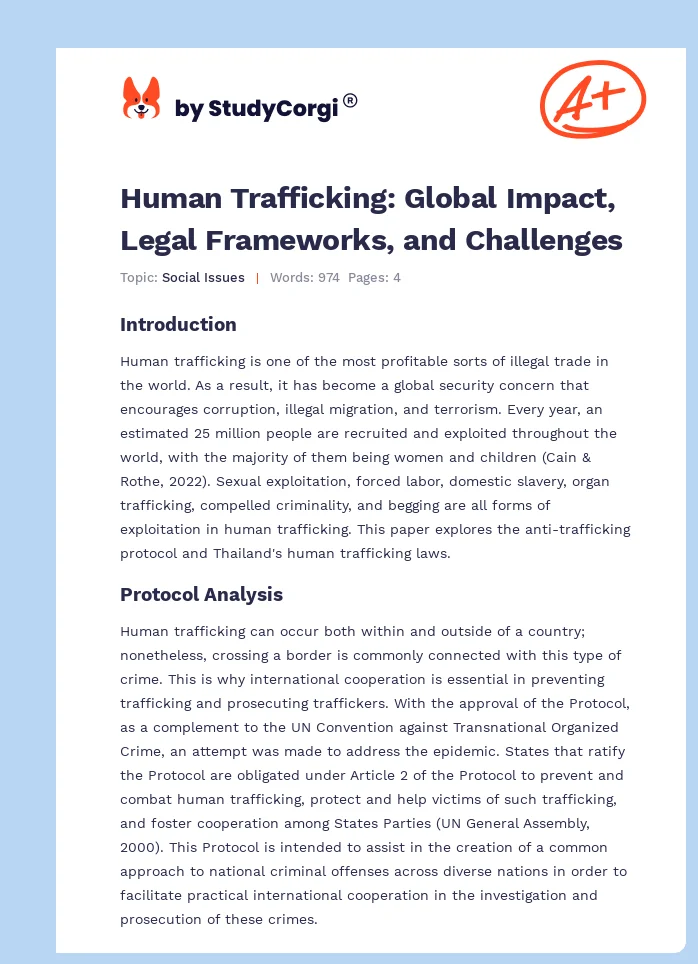 Human Trafficking: Global Impact, Legal Frameworks, and Challenges. Page 1