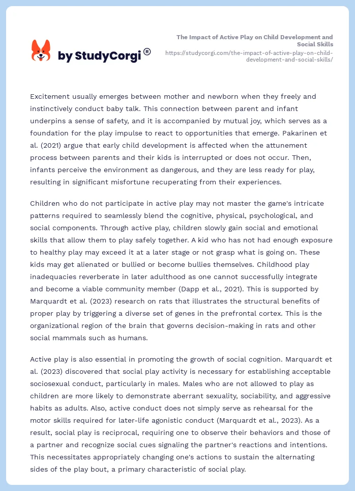 The Impact of Active Play on Child Development and Social Skills. Page 2