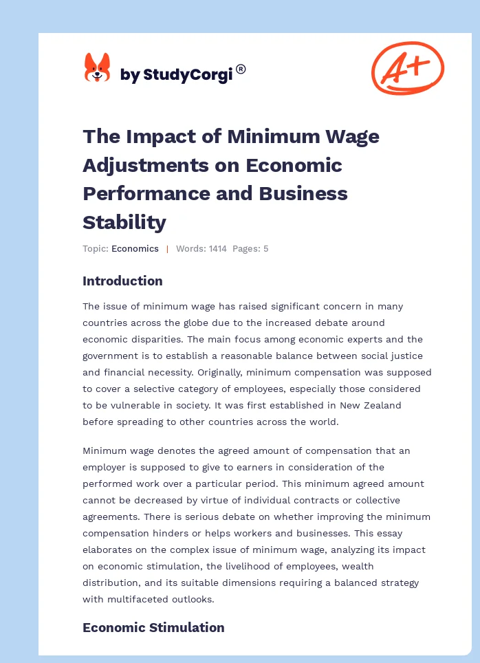 The Impact of Minimum Wage Adjustments on Economic Performance and Business Stability. Page 1