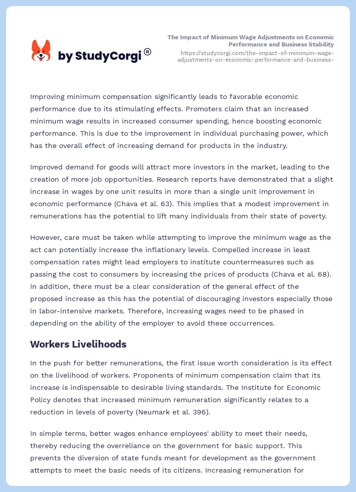 The Impact of Minimum Wage Adjustments on Economic Performance and Business Stability. Page 2