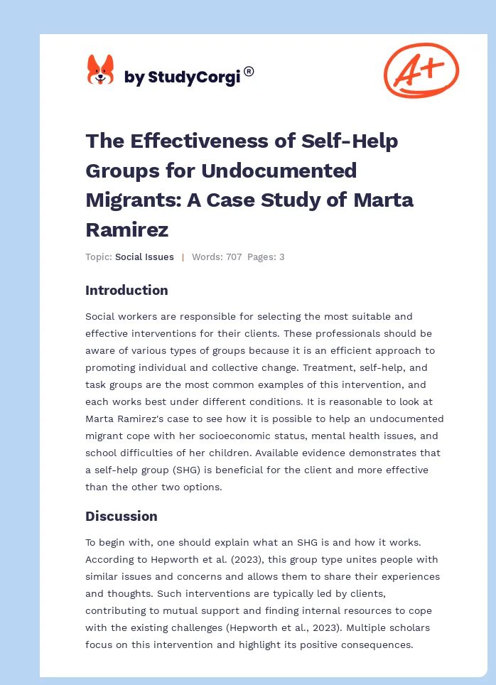 The Effectiveness of Self-Help Groups for Undocumented Migrants: A Case Study of Marta Ramirez. Page 1