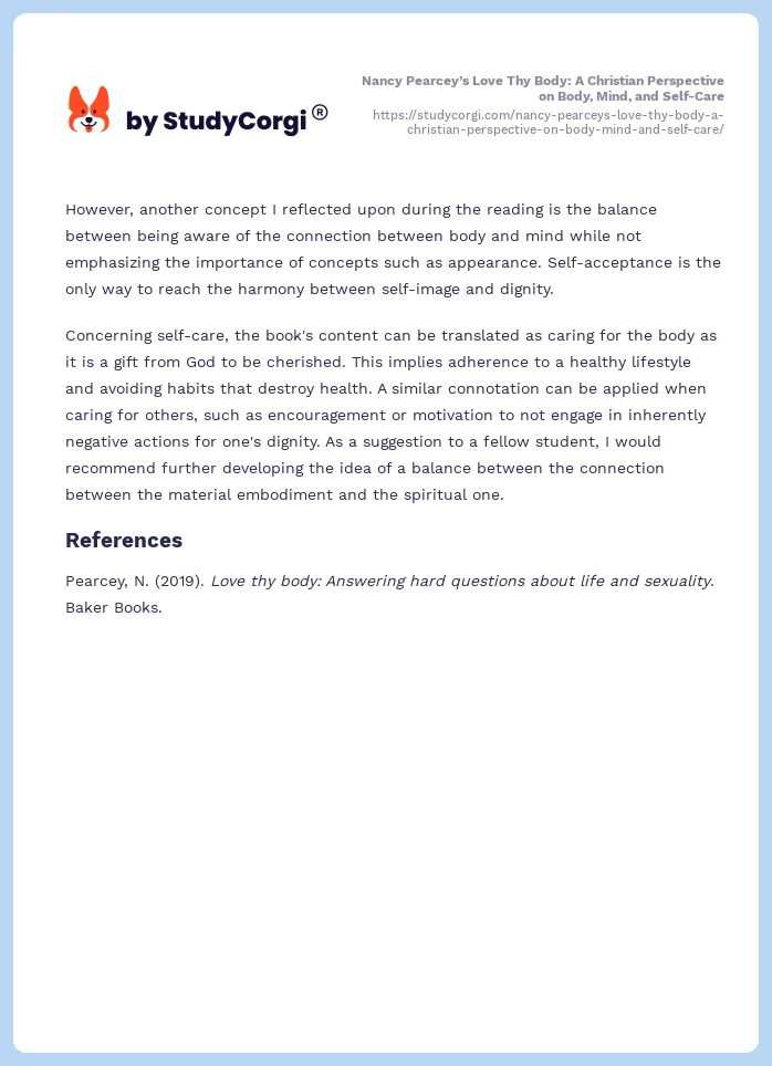 Nancy Pearcey’s Love Thy Body: A Christian Perspective on Body, Mind, and Self-Care. Page 2