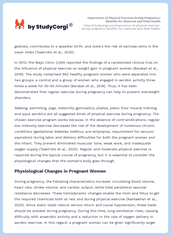 Importance of Physical Exercise During Pregnancy: Benefits for Maternal and Fetal Health. Page 2