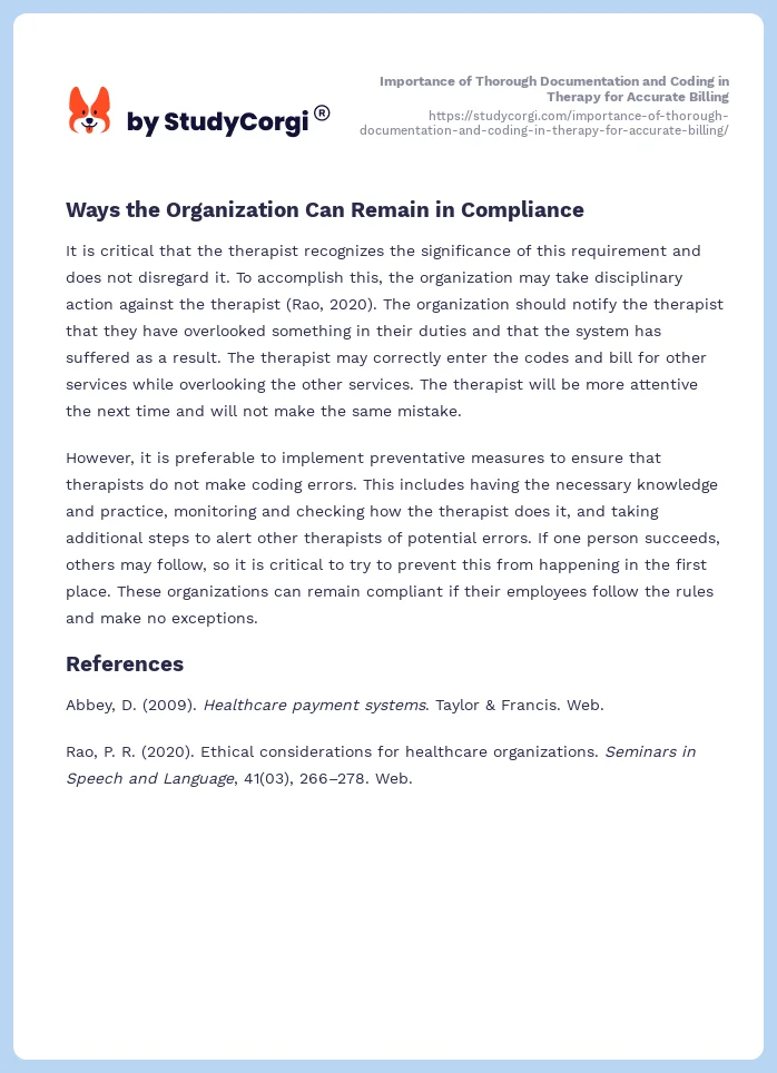 Importance of Thorough Documentation and Coding in Therapy for Accurate Billing. Page 2
