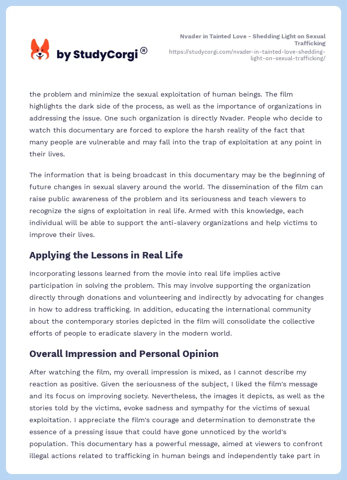 Nvader in Tainted Love - Shedding Light on Sexual Trafficking. Page 2
