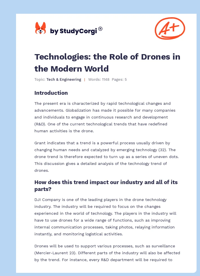 Technologies: the Role of Drones in the Modern World. Page 1