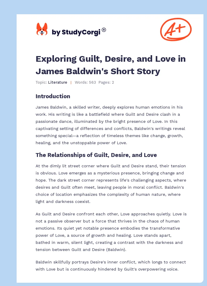 Exploring Guilt, Desire, and Love in James Baldwin's Short Story. Page 1