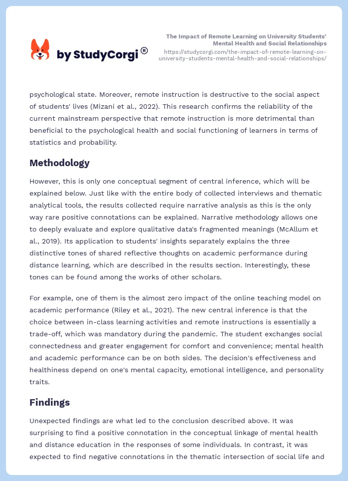 The Impact of Remote Learning on University Students’ Mental Health and Social Relationships. Page 2