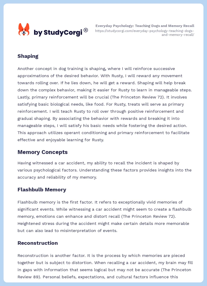 Everyday Psychology: Teaching Dogs and Memory Recall. Page 2