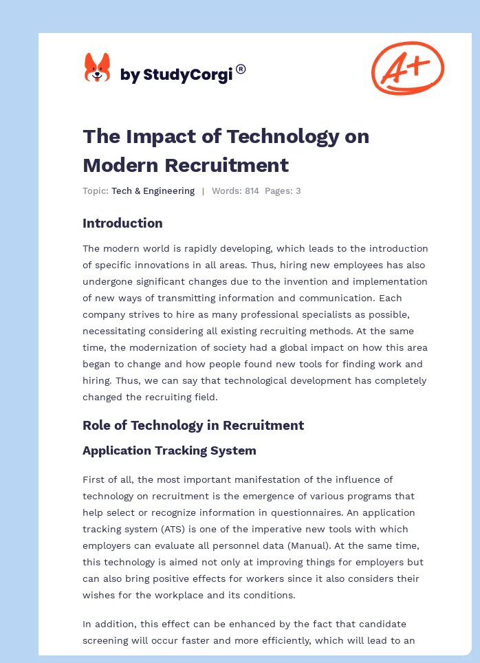 The Impact of Technology on Modern Recruitment. Page 1