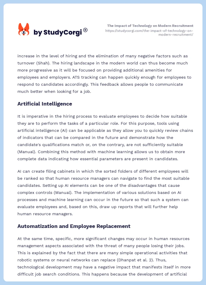 The Impact of Technology on Modern Recruitment. Page 2
