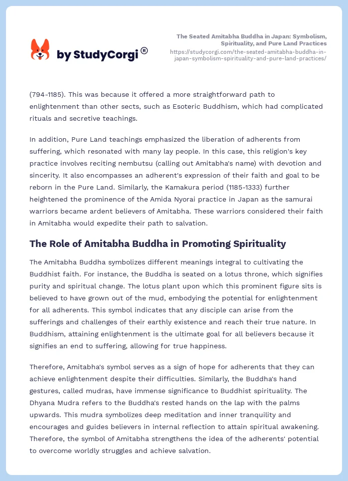 The Seated Amitabha Buddha in Japan: Symbolism, Spirituality, and Pure Land Practices. Page 2