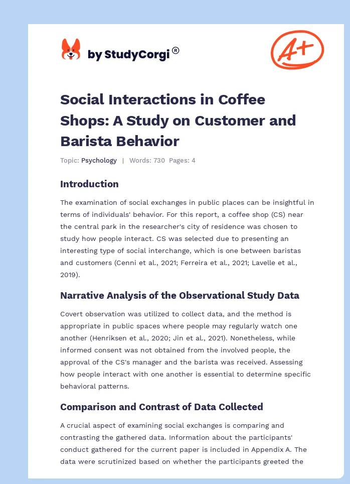 Social Interactions in Coffee Shops: A Study on Customer and Barista Behavior. Page 1