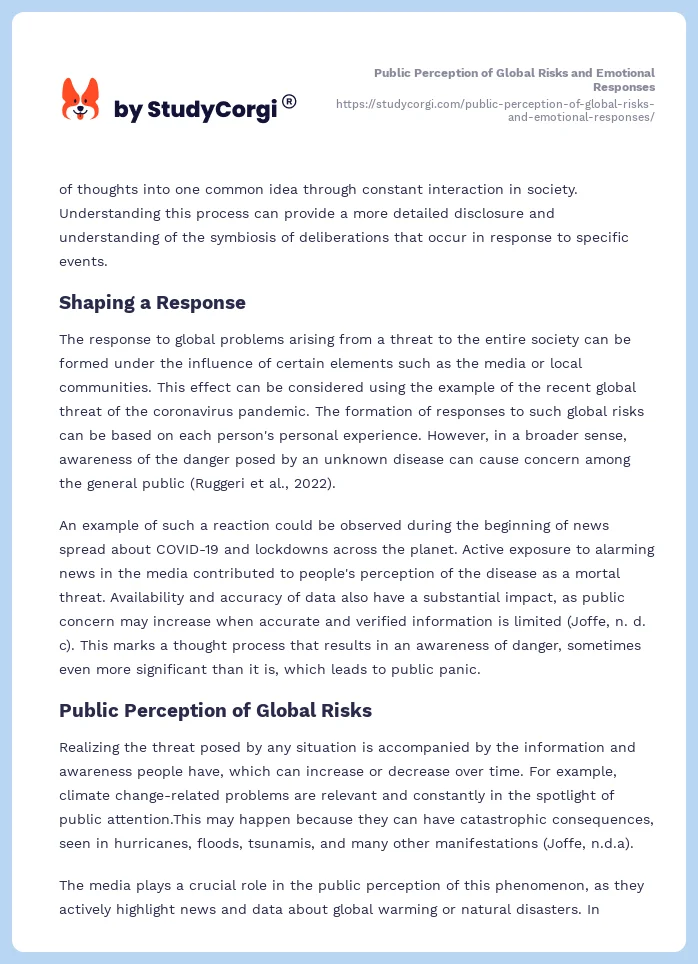 Public Perception of Global Risks and Emotional Responses. Page 2