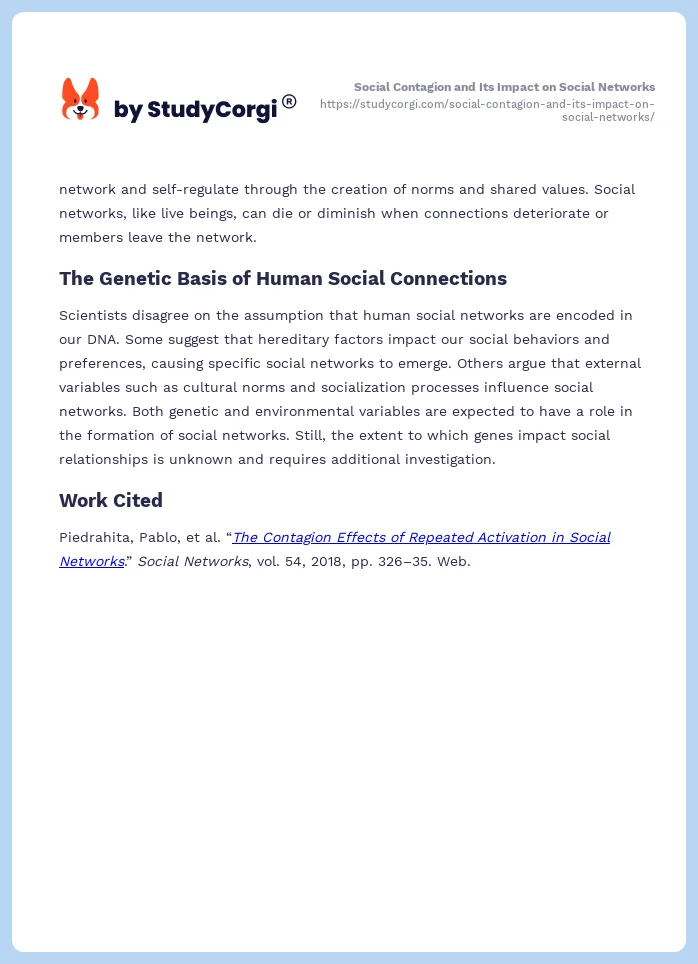 Social Contagion and Its Impact on Social Networks. Page 2