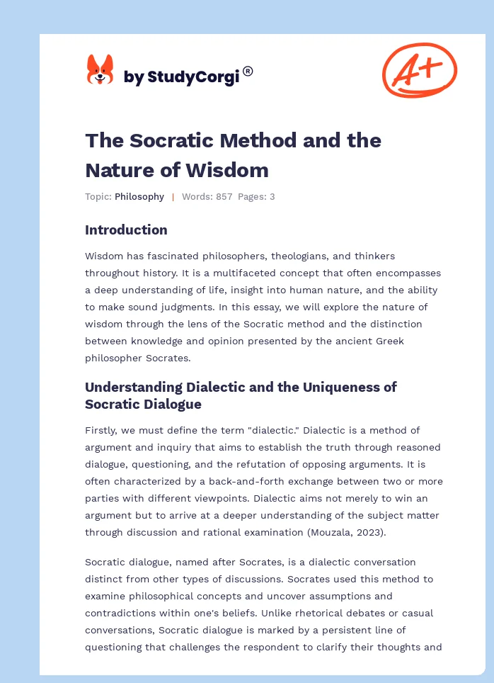 The Socratic Method and the Nature of Wisdom. Page 1
