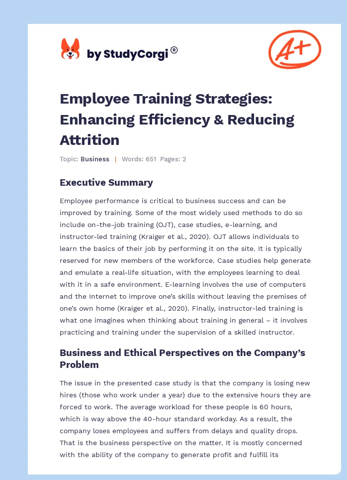 Employee Training Strategies: Enhancing Efficiency & Reducing Attrition. Page 1