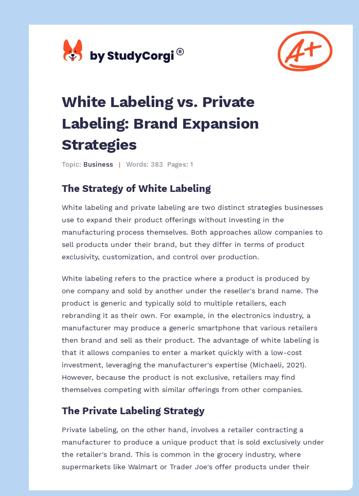 White Labeling vs. Private Labeling: Brand Expansion Strategies. Page 1