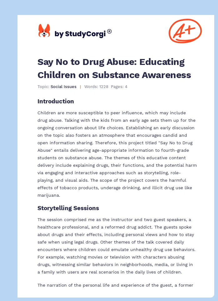 Say No to Drug Abuse: Educating Children on Substance Awareness. Page 1