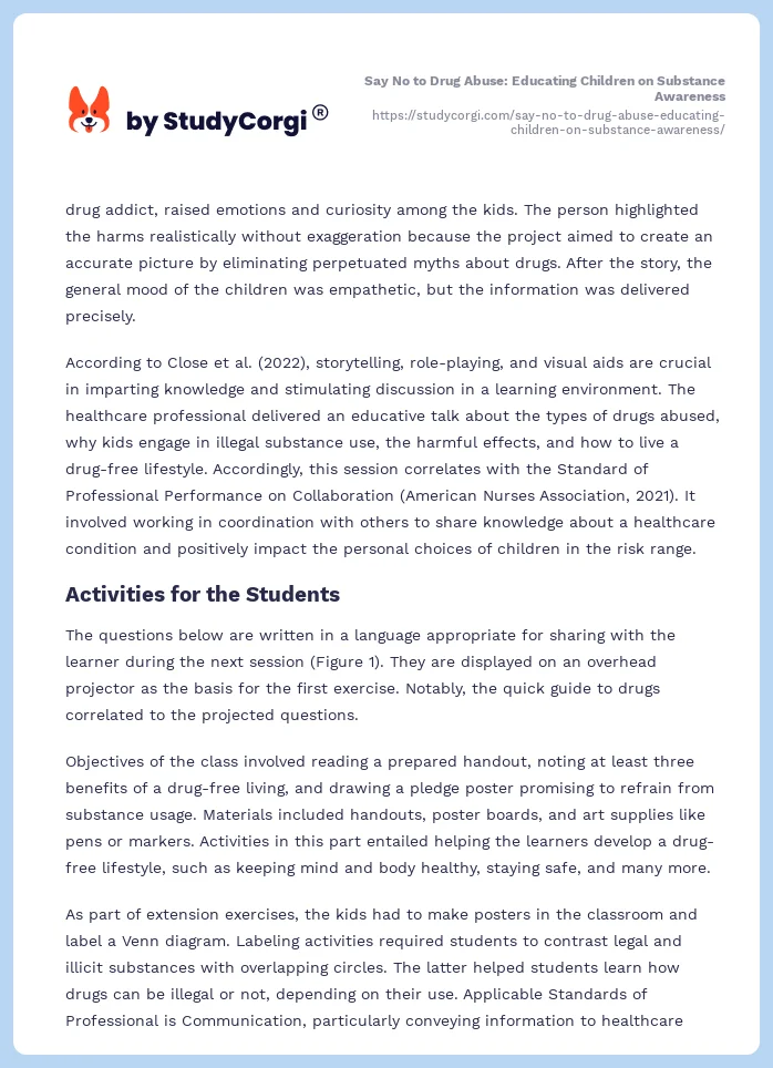 Say No to Drug Abuse: Educating Children on Substance Awareness. Page 2