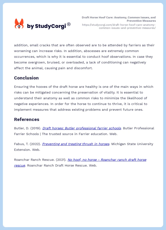 Draft Horse Hoof Care: Anatomy, Common Issues, and Preventive Measures. Page 2